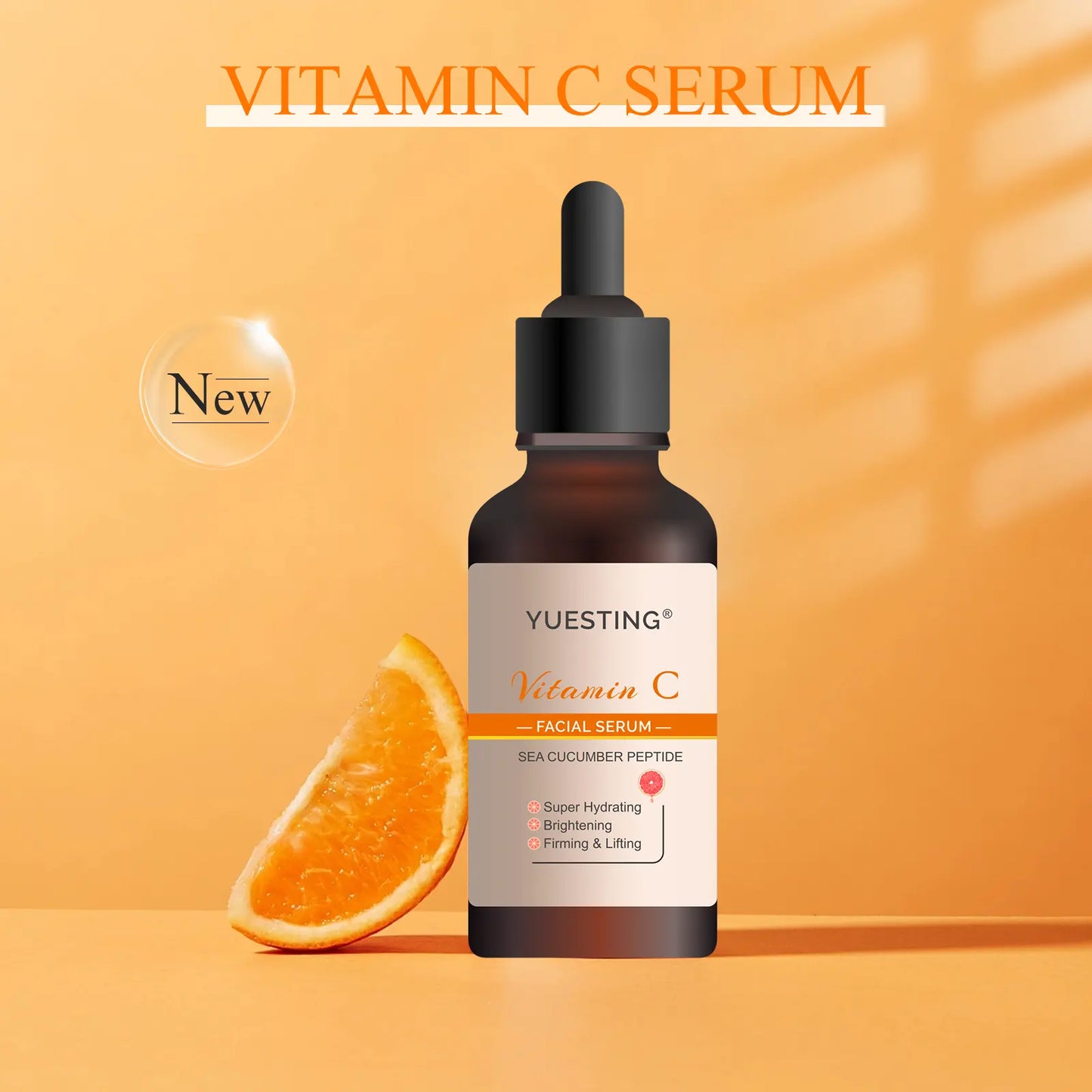 Sets of 2 Vitamin C Facial Serum, Sea Cucumber Peptide, Super Hydrating and Brightening, Anti-Aging Face Essence