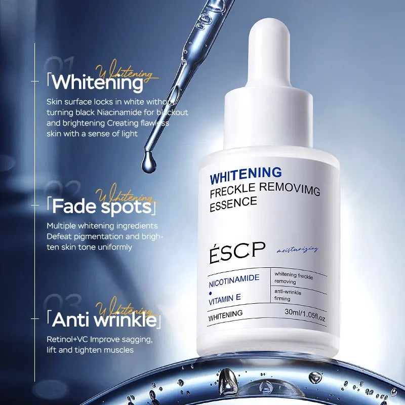 Sets of 3 ESCP Whitening Facial Essence, 30ml, Anti-Wrinkle Serum with Niacinamide, Vitamin E, Retinol