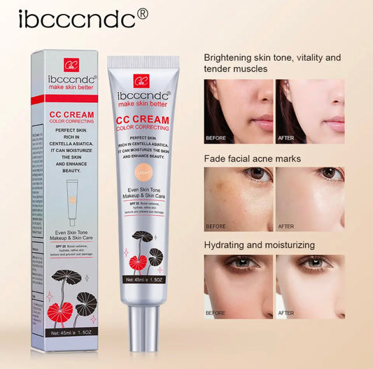 Sets of 2 Ibcccndc CC Cream, 45ml, Light Shade, Color Correcting with SPF 25, Centella Asiatica