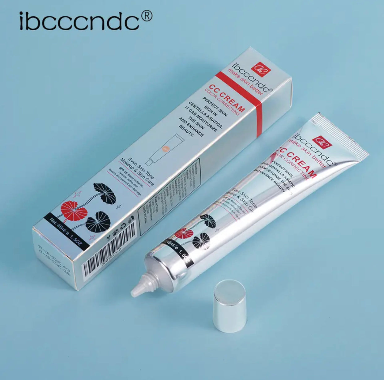 Sets of 2 Ibcccndc CC Cream, 45ml, Light Shade, Color Correcting with SPF 25, Centella Asiatica