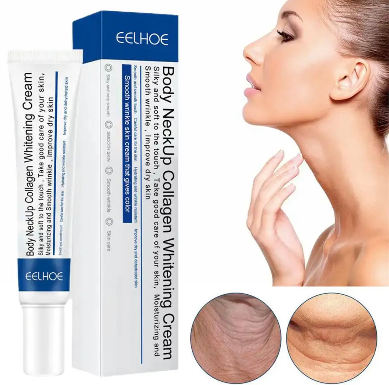 Sets of 3 EELHOE Neck Firming Cream, Anti-aging Collagen Treatment, Whitening and Moisturizing Neck Care, Double Chin Reducer