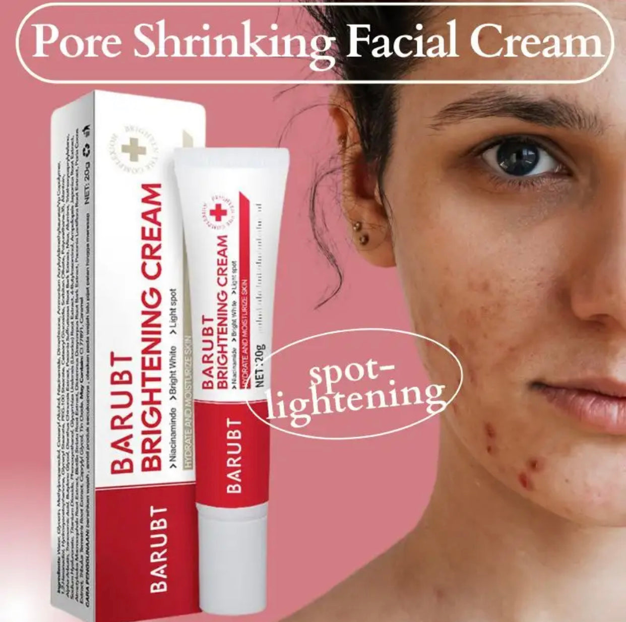 Barubt Brightening Cream, Skin Lightening Treatment, Dark Spot Corrector, 20g