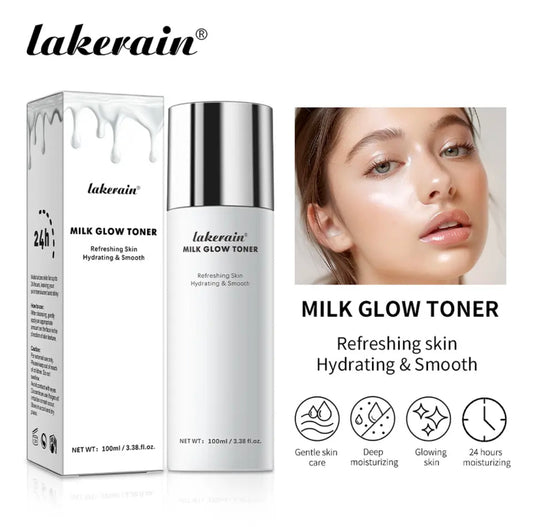 Sets of 2 Lakerain Milk Glow Toner, 100 ml, Hydrating and Smoothing Facial Toner, 24-Hour Moisturizing