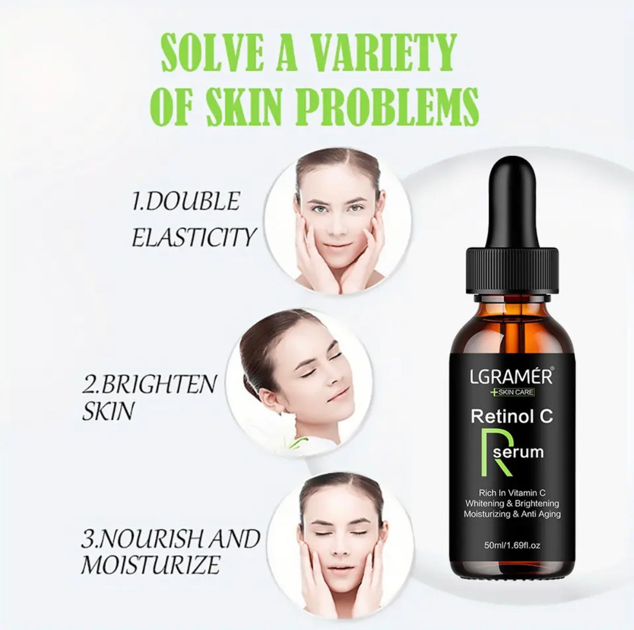 Sets of 3 LGRAMER Retinol C Serum, 2.5% Retinol with Vitamin C, 30ml Moisturizing Anti-Aging Face Serum (Copie)