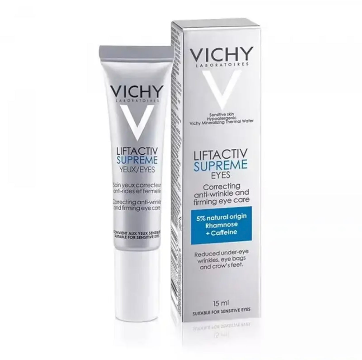 Vichy LiftActiv Supreme Eye Cream, 15ml, Anti-wrinkle and Firming Care with Rhamnose and Caffeine, for Sensitive Eyes