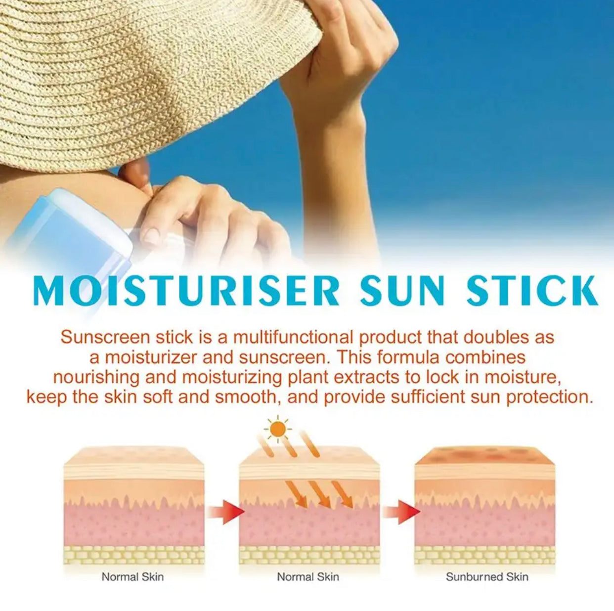 Sets of 3 JAYSUING Sun Stick SPF 50+, Moisturizing Sunscreen, 20g, UV Protection for All Skin Types