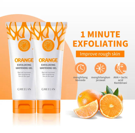 Sets of 3 GMEELAN Orange Exfoliating Whitening Gel, 50g, Skin Brightening Scrub for All Skin Types