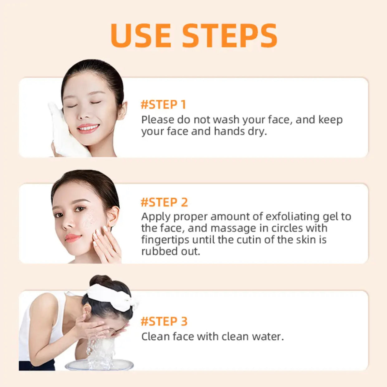 Sets of 3 GMEELAN Orange Exfoliating Whitening Gel, 50g, Skin Brightening Scrub for All Skin Types