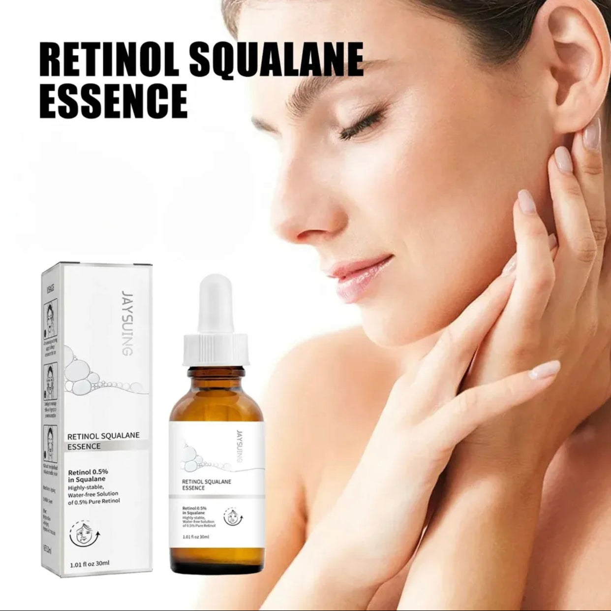 Sets of 3 Retinol Squalane Essence, 0.5% Pure Retinol, Water-free Solution, 30 ml