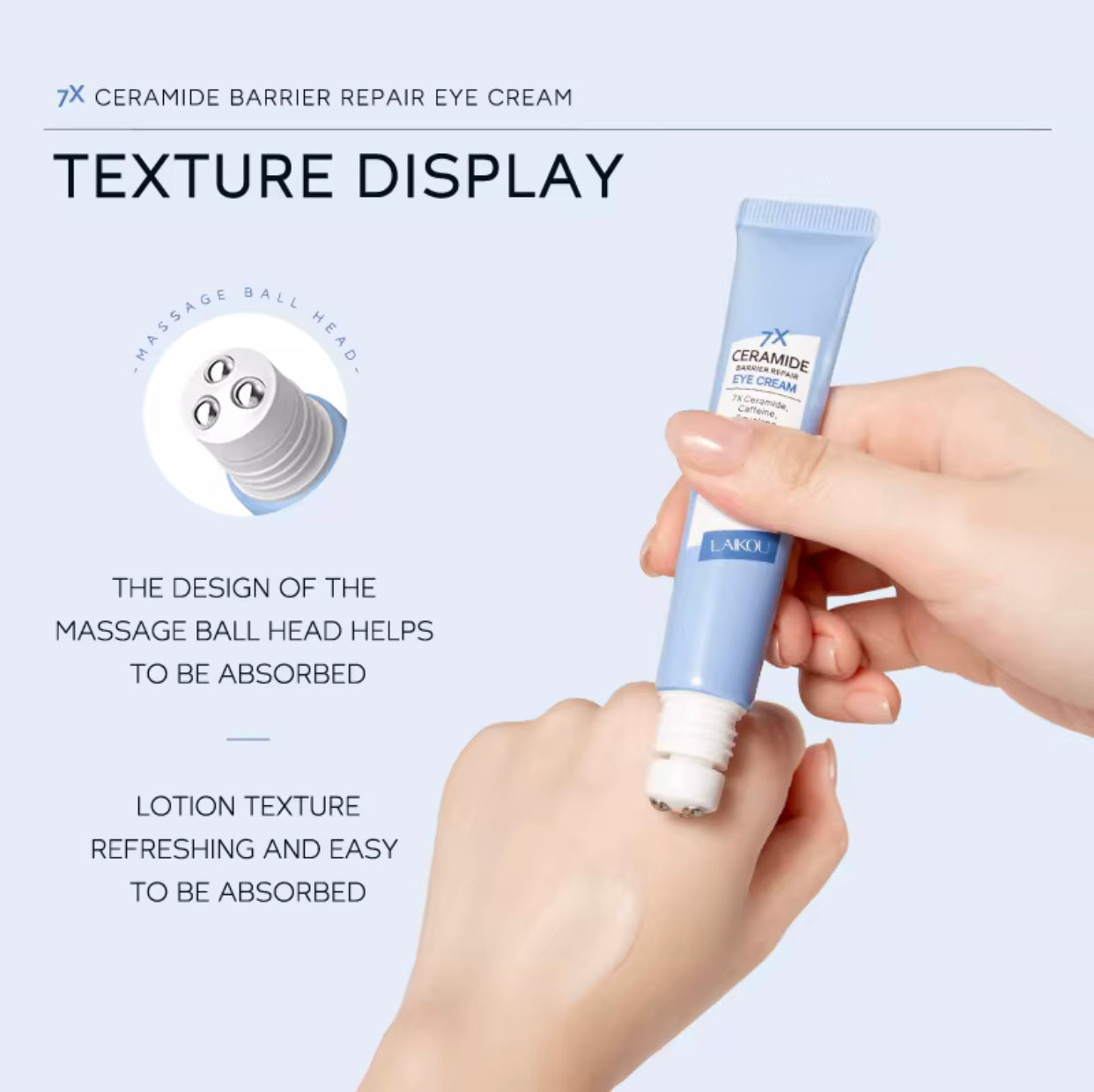 Sets of 10 LAIKOU 7X Ceramide Barrier Repair Eye Cream, 20g, Anti-aging Dark Circle Treatment