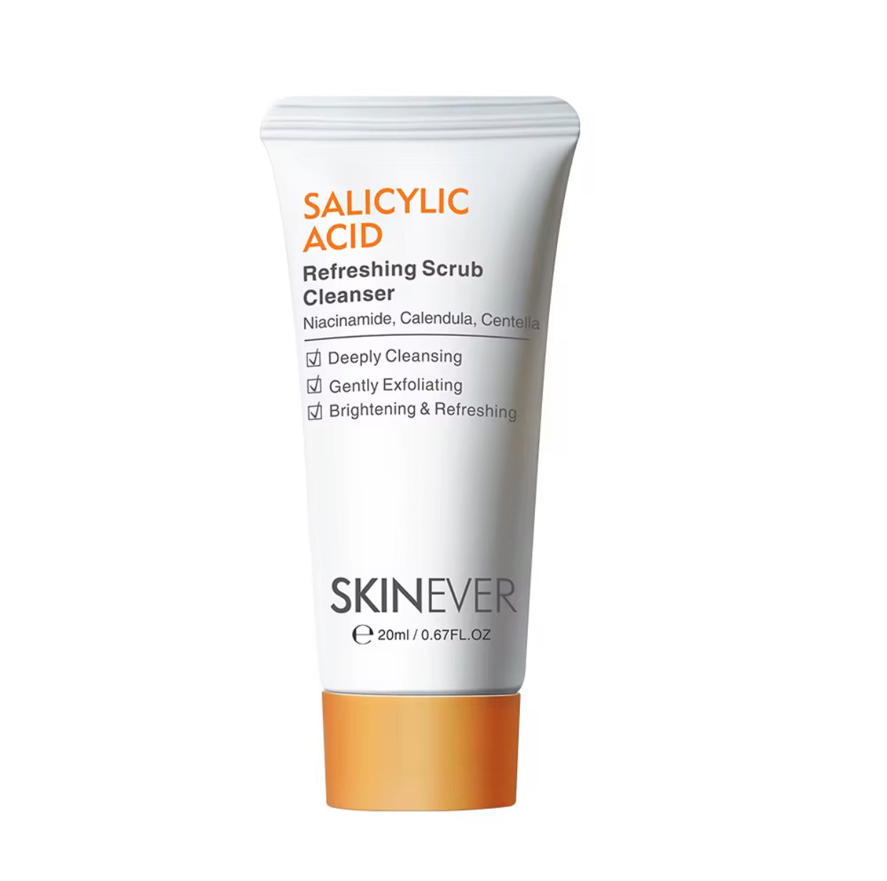 Sets of 10 SKINEVER Salicylic Acid Refreshing Scrub Cleanser, 20 ml, with Niacinamide and Calendula