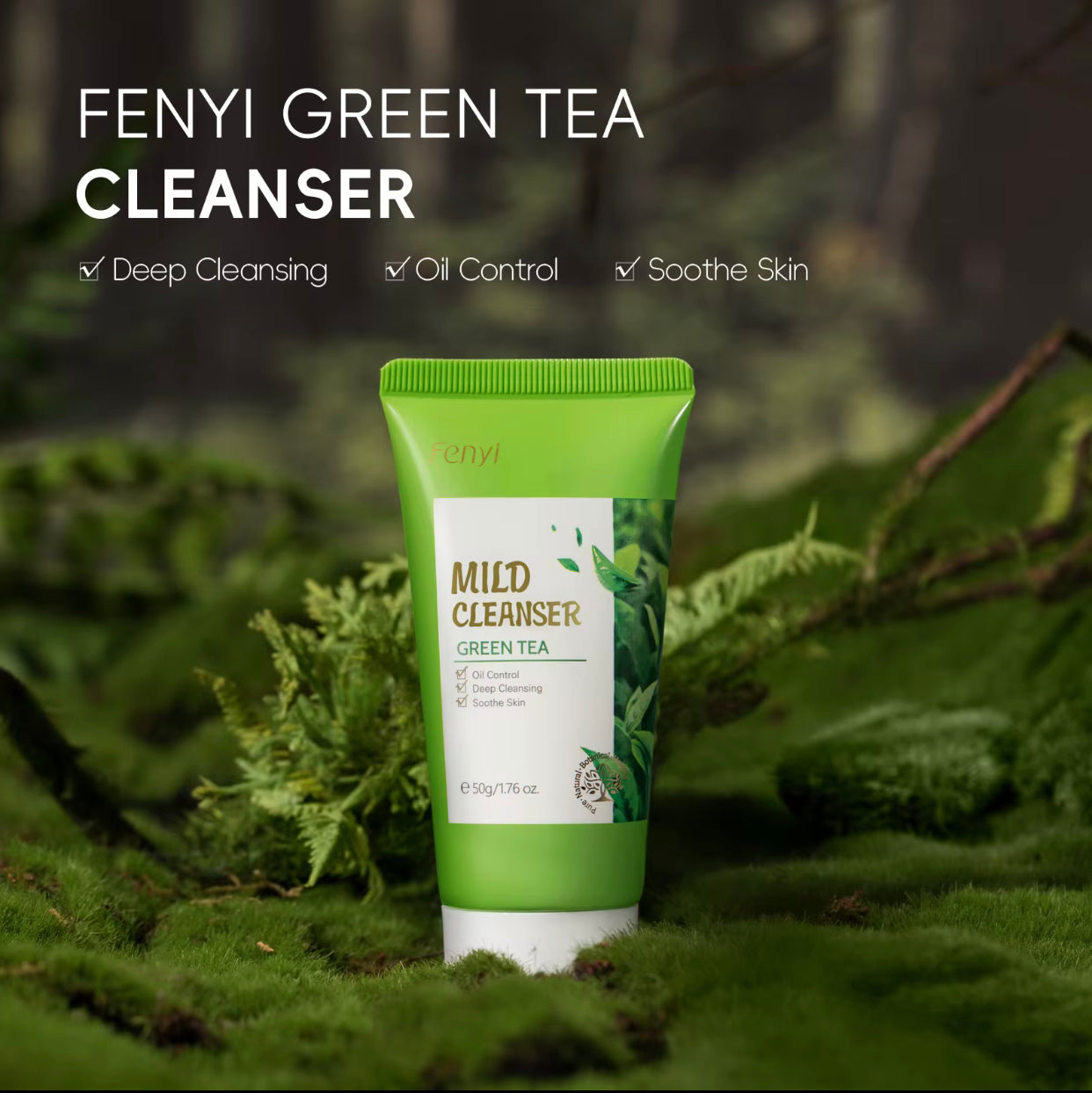 Sets of 10 Fenyi Green Tea Mild Facial Cleanser, Oil Control and Deep Cleansing, 50g