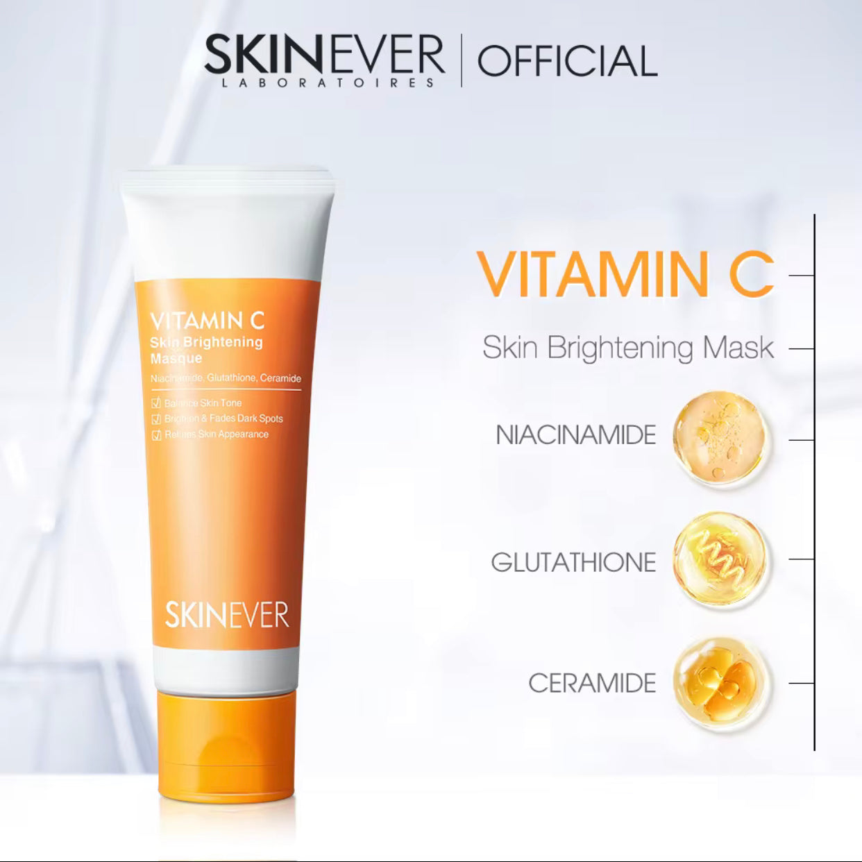 Sets of 10 SKINEVER Vitamin C Skin Brightening Masque, Crystal Mineral Face Cream, Dark Spot Fading