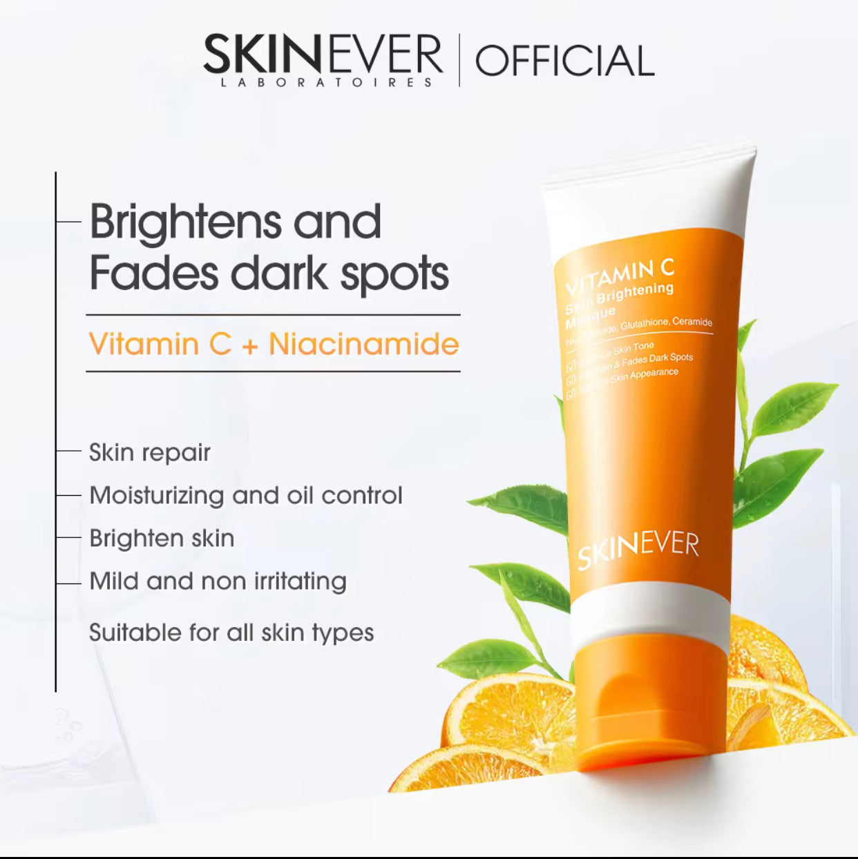 Sets of 10 SKINEVER Vitamin C Skin Brightening Masque, Crystal Mineral Face Cream, Dark Spot Fading