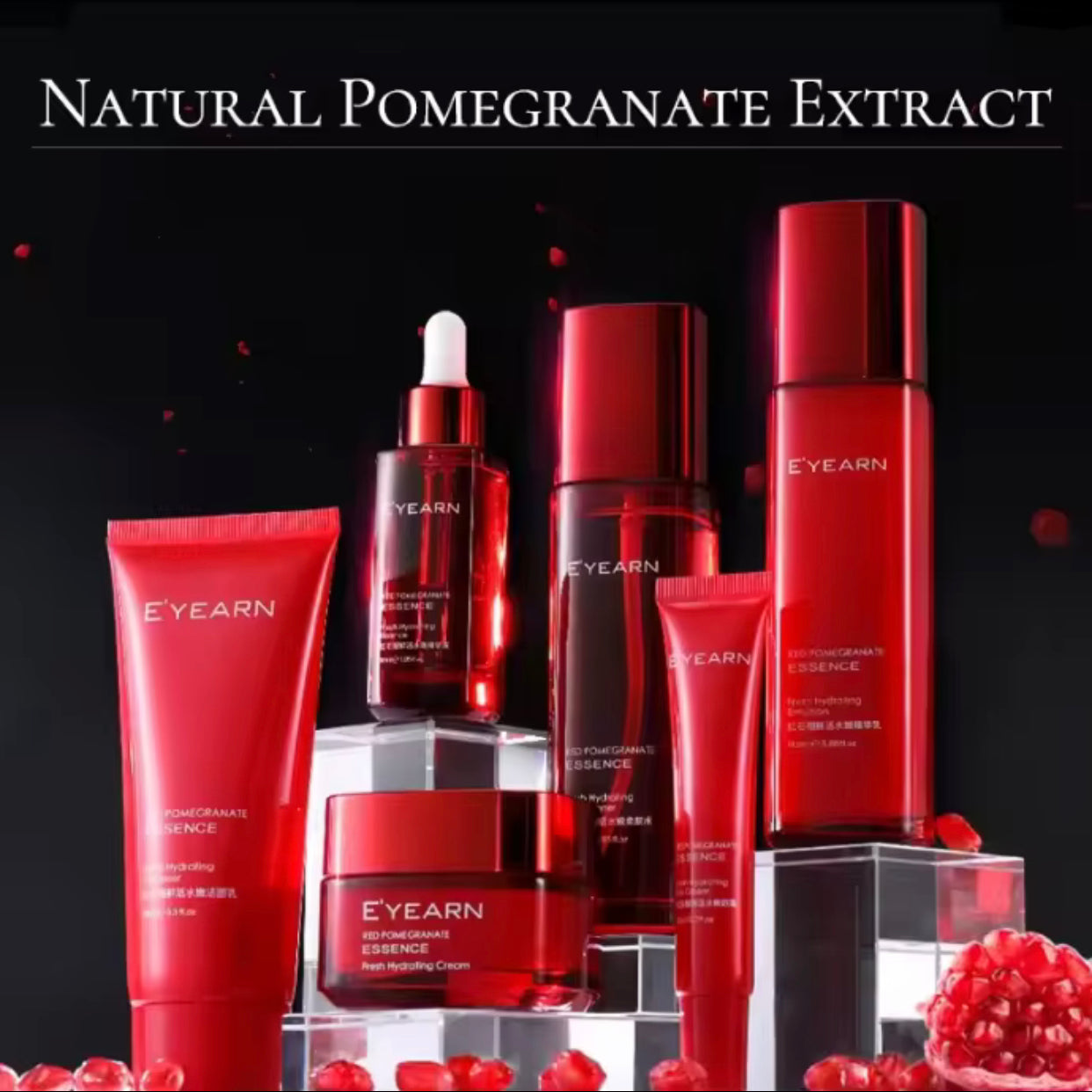 Sets of 3 - Korean Private Label Red Pomegranate Skincare Kit – Anti-Aging Face Serum & Eye Care for Youthful, Radiant Skin