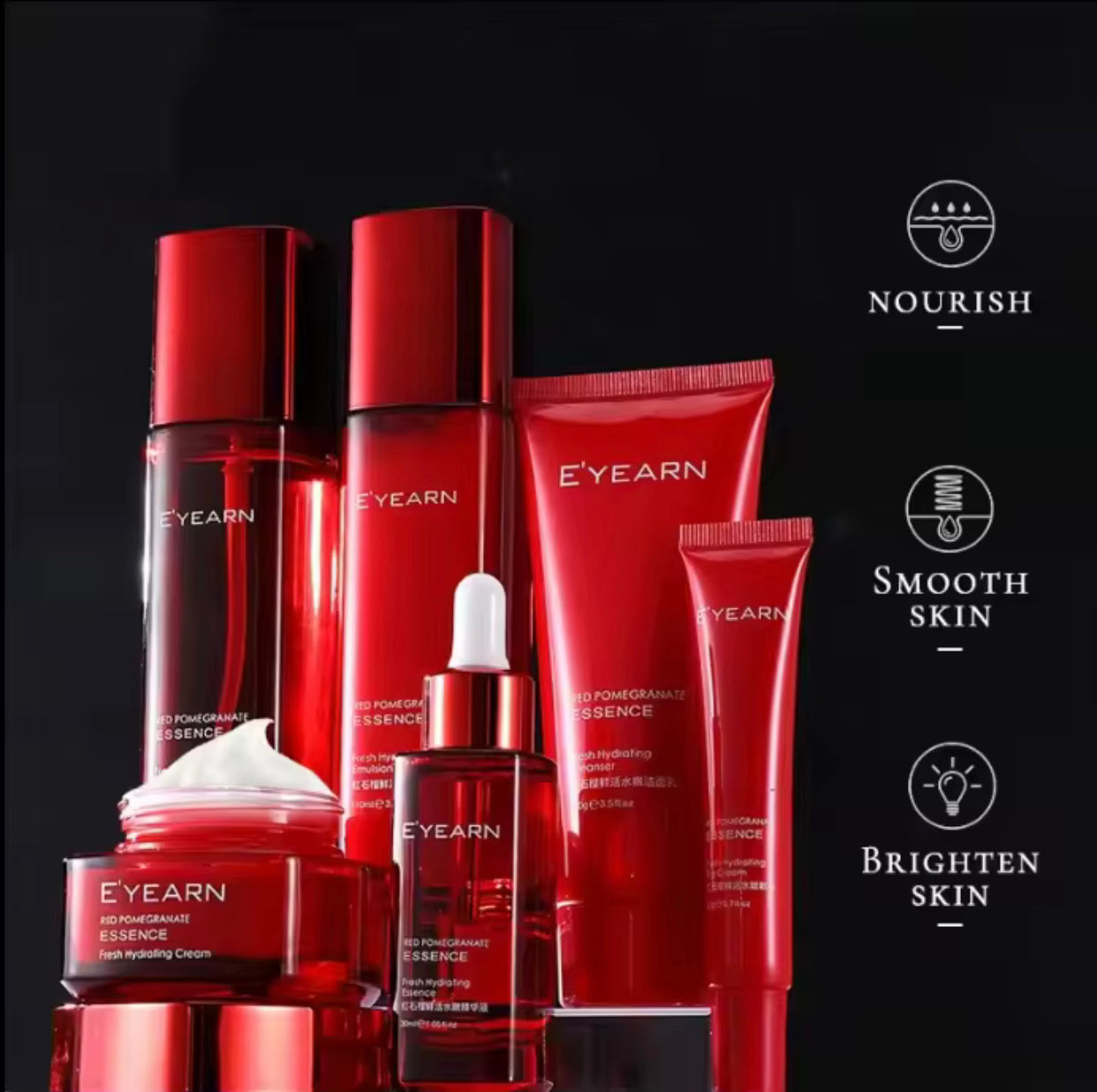 Sets of 3 - Korean Private Label Red Pomegranate Skincare Kit – Anti-Aging Face Serum & Eye Care for Youthful, Radiant Skin