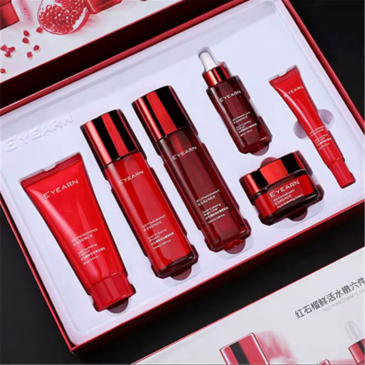 Sets of 3 - Korean Private Label Red Pomegranate Skincare Kit – Anti-Aging Face Serum & Eye Care for Youthful, Radiant Skin