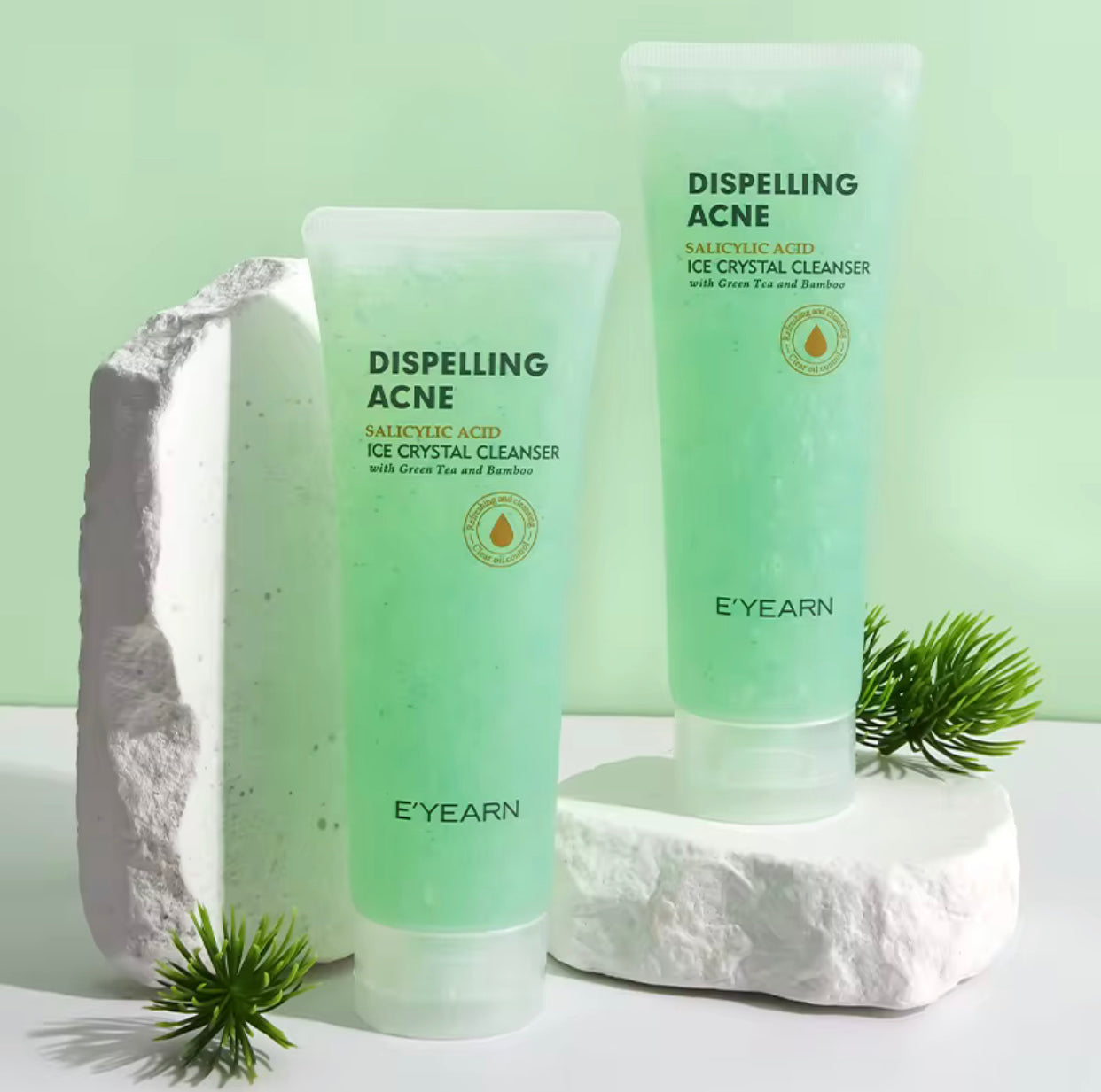 Sets of 5 - Acne Face Wash Cleanser – Green Tea & Salicylic Acid Deep Cleansing Foaming Facial Cleanser for Acne-Prone Skin