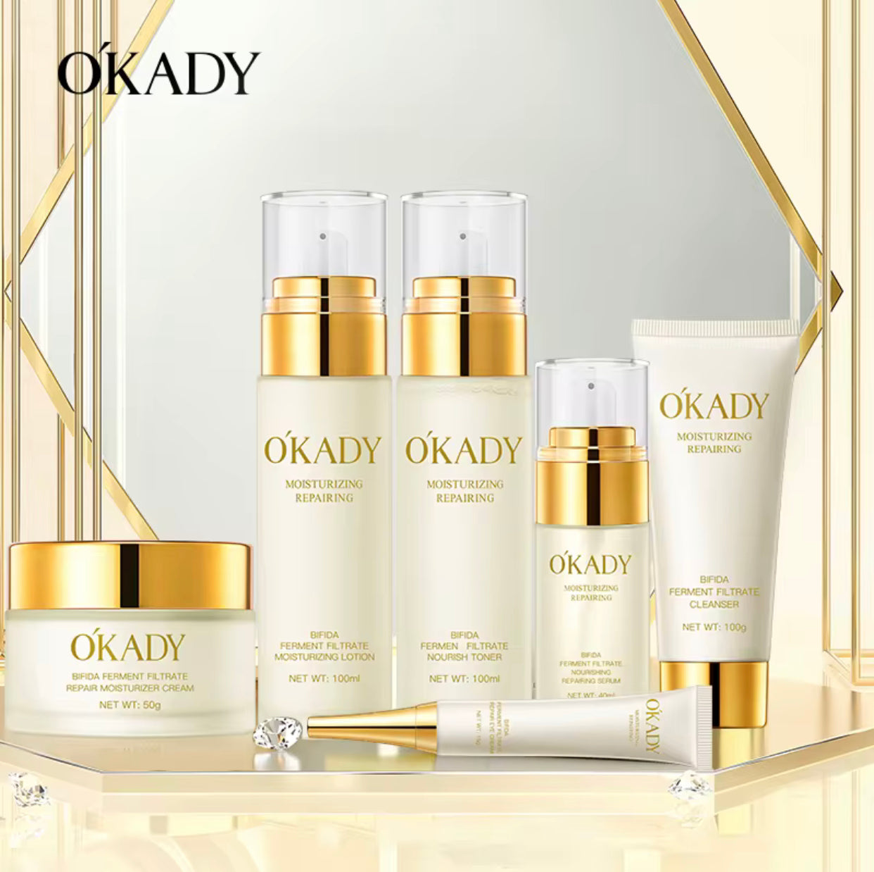 Sets of 2 - OKADY Organic Skin Care Set – Moisturizing Anti-Aging Lotion, Toner & Cream | Complete 3-Piece Skin Care Set for Youthful, Radiant Skin